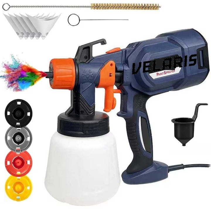 Pulverizator electric vopsea 700W albastru vas 900 ml 3 moduri pulverizare debit reglabil 4 duze