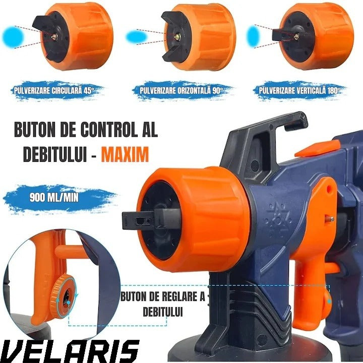 Pulverizator electric vopsea 700W albastru vas 900 ml 3 moduri pulverizare debit reglabil 4 duze
