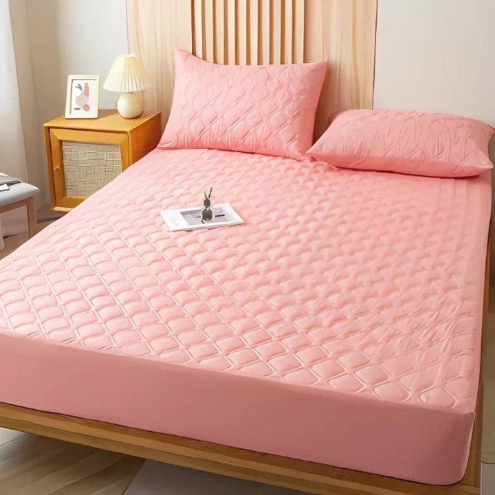 Protector saltea matlassat, 160x200 cm, impermeabil, elastic, roz