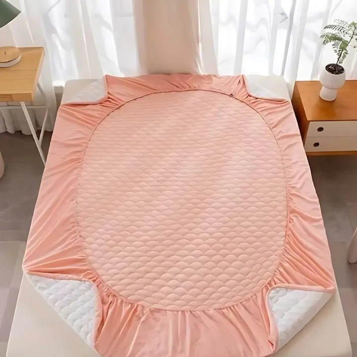 Protector saltea matlassat, 160x200 cm, impermeabil, elastic, roz