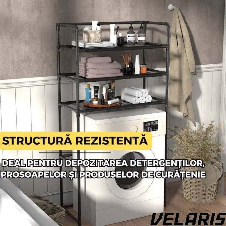Raft modular cu 3 polite pentru deasupra masinii de spalat, 72x25x155 cm, suport depozitare spatiu redus