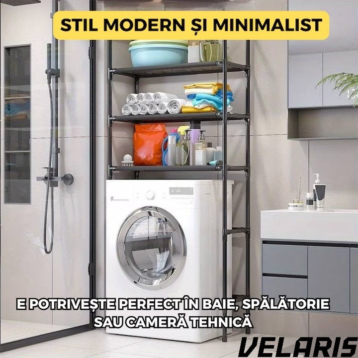 Raft modular cu 3 polite pentru deasupra masinii de spalat, 72x25x155 cm, suport depozitare spatiu redus