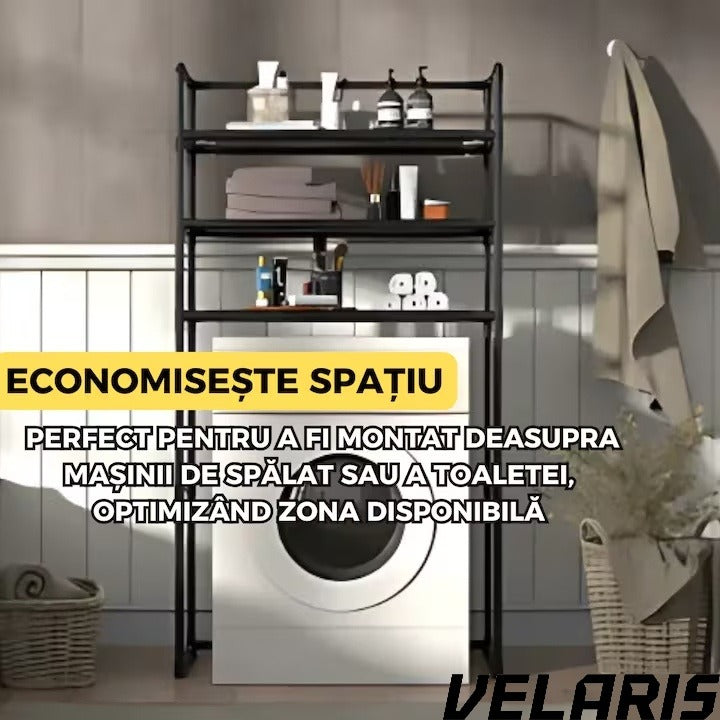 Raft modular cu 3 polite pentru deasupra masinii de spalat, 72x25x155 cm, suport depozitare spatiu redus