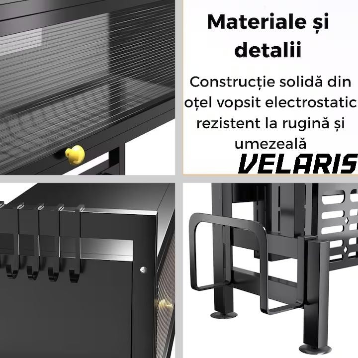 Raft scurgator vase chiuveta inox 3 nivele cu usa rabatabila protectie praf si suporturi laterale