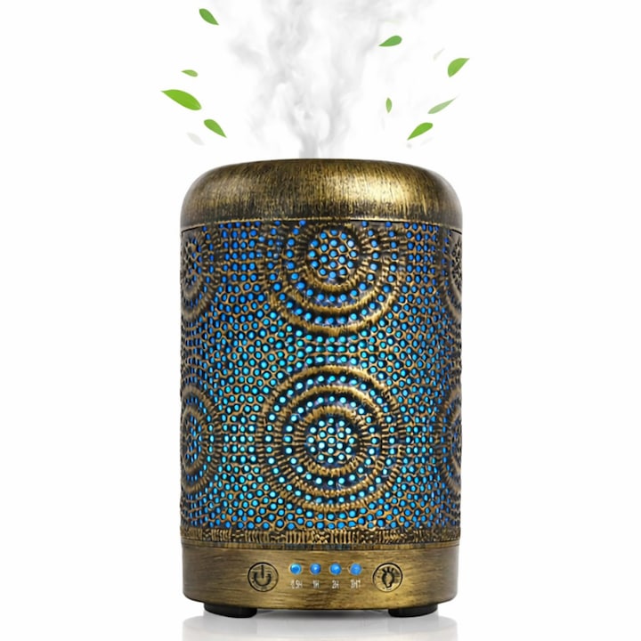 Difuzor Aromaterapie din Metal, Design Vintage, 100 ml, Bronz deschis