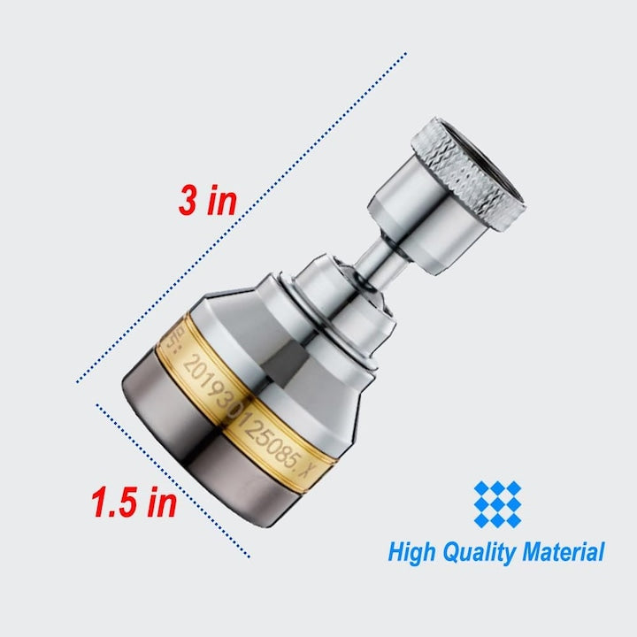 Prelungitor flexibil robinet 360° 3 moduri jet economisire apa anti calcar alama inox 7.5 cm argintiu