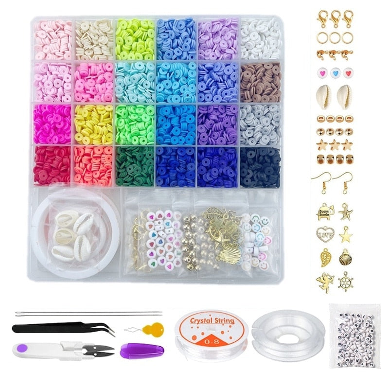 Set Margele din Lut 6000 Piese 24 Culori pentru Bratari si Bijuterii DIY