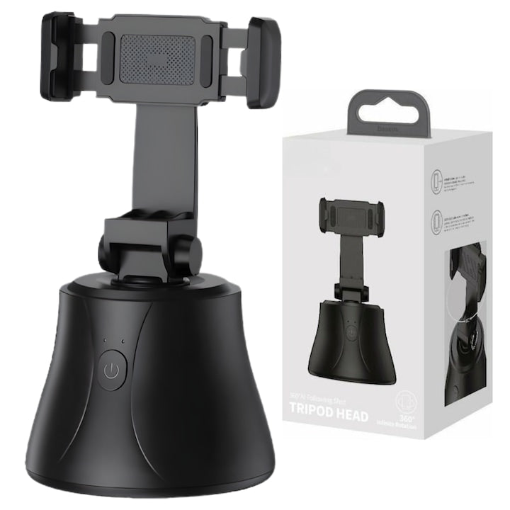 Suport telefon portabil cu trepied, rotativ 360°, reglabil, ideal pentru fotografii, YouTube, TikTok, Negru