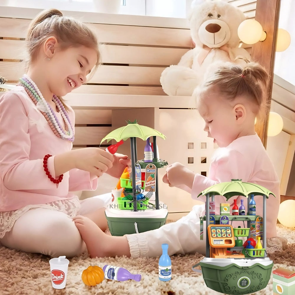 Magazin de inghetata 4 in 1 mobil, design realist, educativ, joc de rol, stimuleaza imaginatia si creativitatea, mov, +3 ani, verde