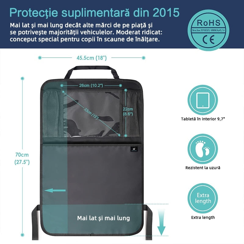 Protectie Scaun Auto Organizator Spatar Impermeabil cu Suport Tableta si Buzunare Negru