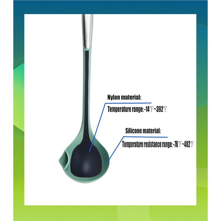Polonic separator de grasime, silicon alimentar, rezistent la caldura, albastru