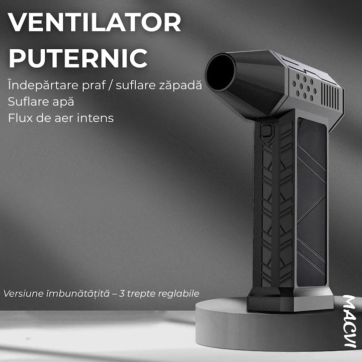 Suflanta aer fara fir motor puternic 130000RPM baterie reincarcabila flux de aer reglabil negru