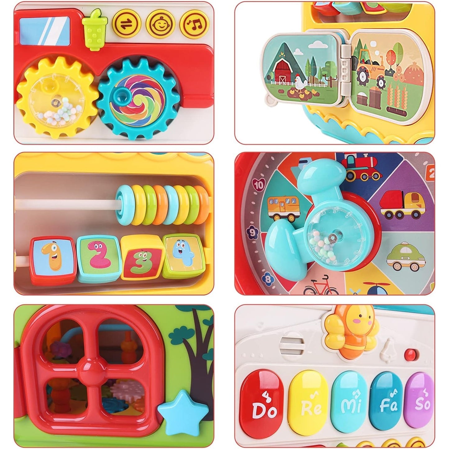 Cub Educativ 6 in 1 cu Pian Labirint Bile Ceas si Jocuri Interactive Copii