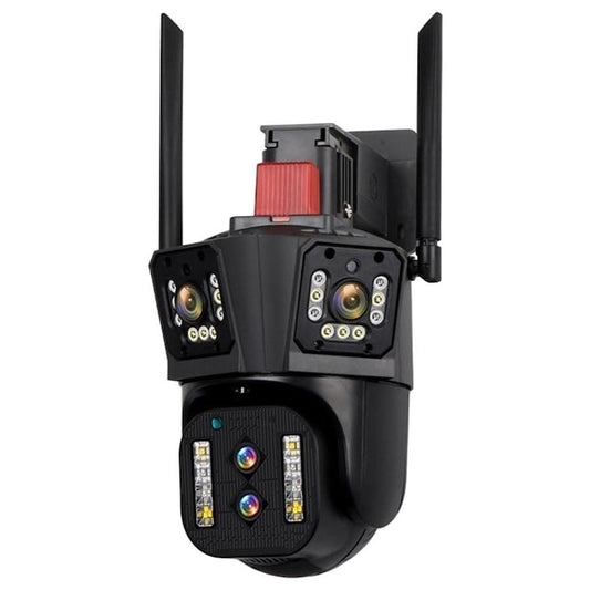 Camera Supraveghere WiFi Tripla 4MP HD IP66 Rotire Inteligenta Zoom 4X Vedere Nocturna Color Audio Bidirectional Alarma