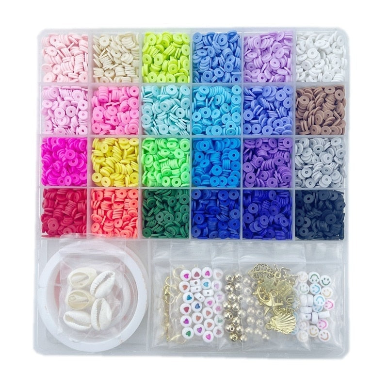 Set Margele din Lut 6000 Piese 24 Culori pentru Bratari si Bijuterii DIY