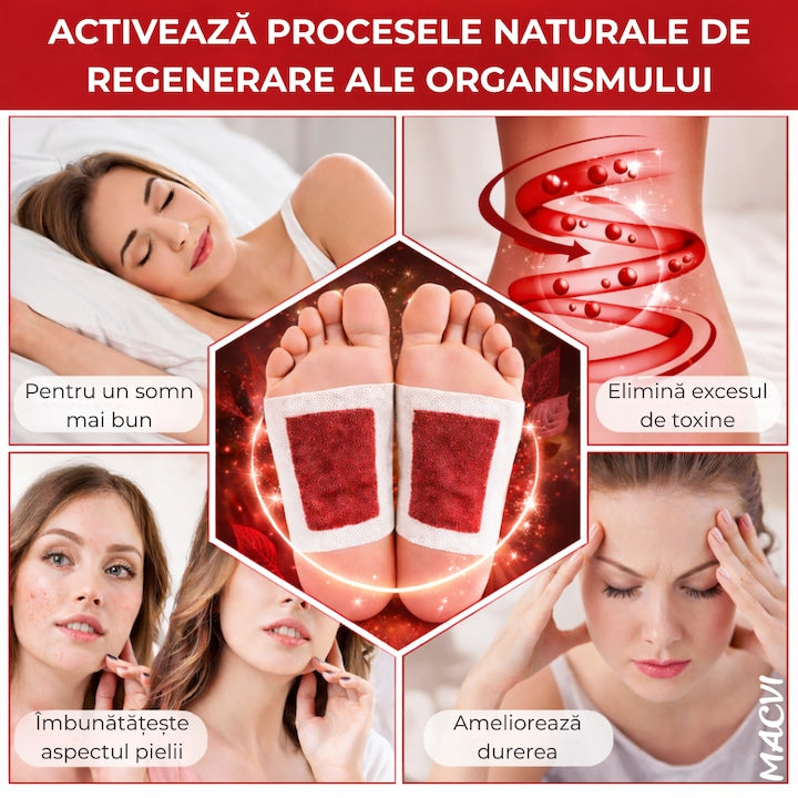 Set 10 Plasturi Plasturi Detox KINOKI pentru Picioare cu trandafir, Detoxifiere Naturala, Eliminare Toxine, Reducere Miros Neplacut, Imbunatatire Somn, Relaxare si Revitalizare