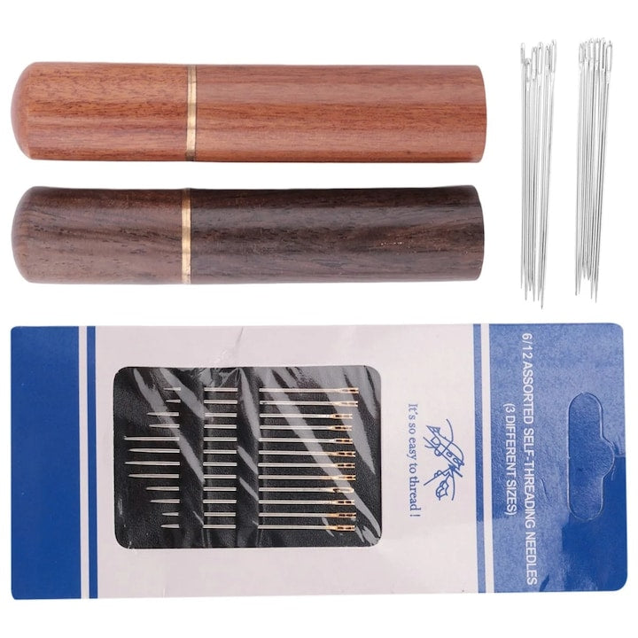 Set Ace de Cusut cu Autofiletare 12 Piese Inox Dimensiuni Diferite pentru Cusut Manual Reparatii Textile