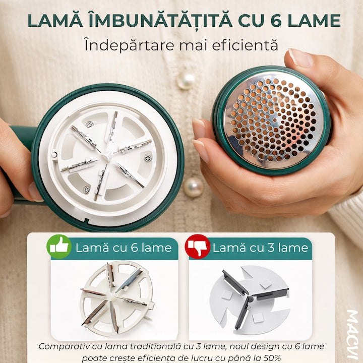 Aparat de indepartat scame, incarcare USB, utilizare 4 ore, curatare uscata, verde