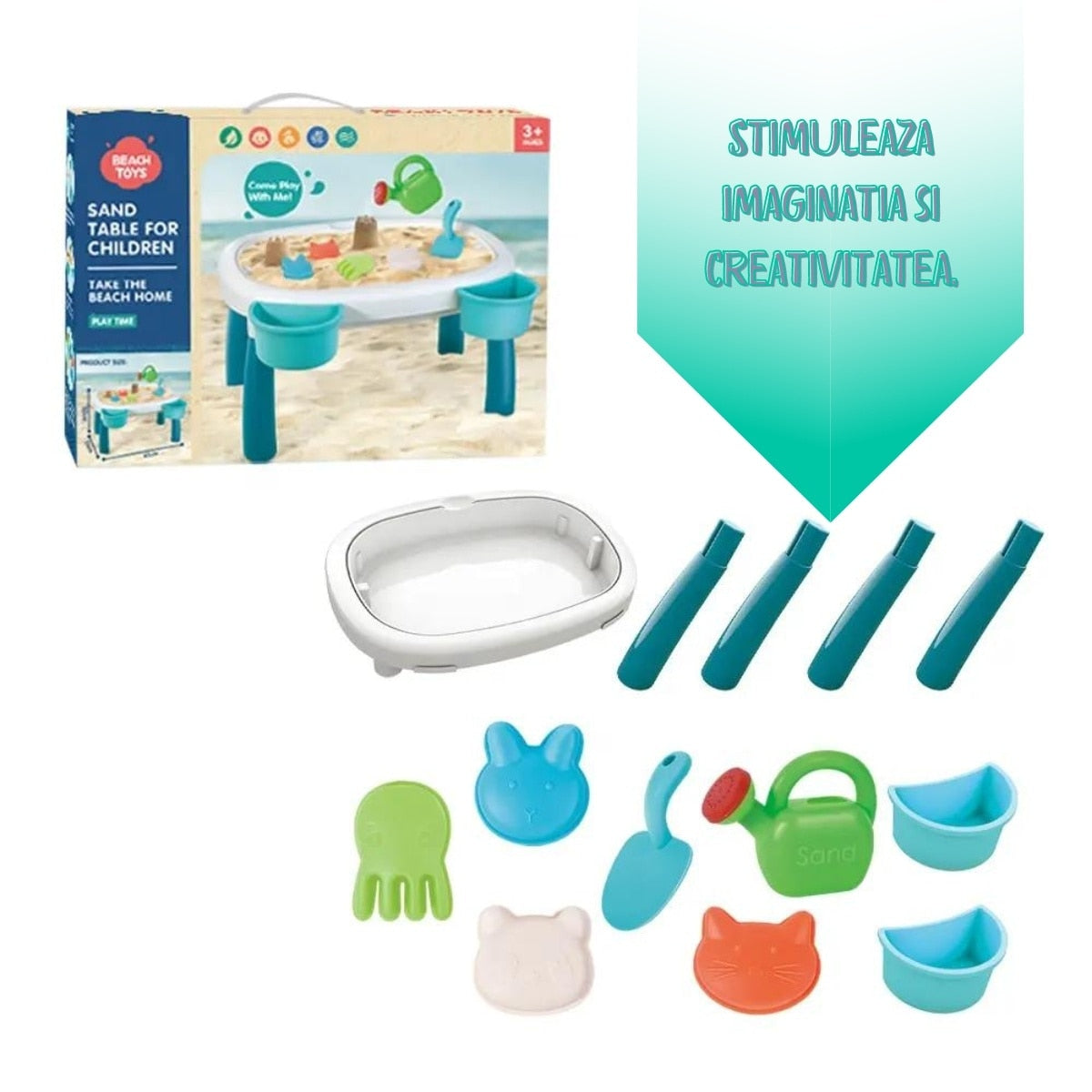 Masuta Joaca Nisip si Apa pentru Copii cu Accesorii Masa Activitati Exterior Educativa Senzoriala