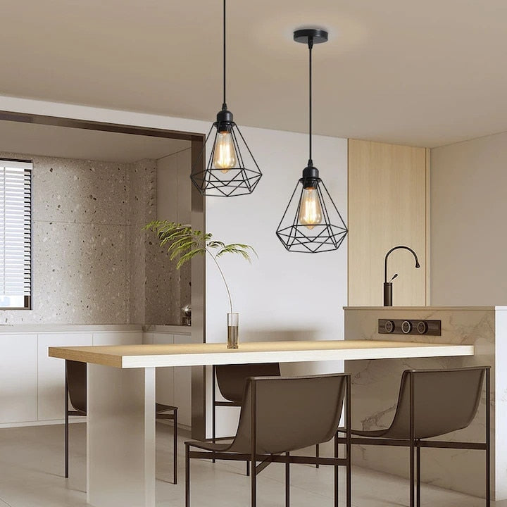 Pendul industrial LED, E27, negru mat, 20 x 25 cm, lampa suspendata loft, metal, pentru living, bucatarie, bar