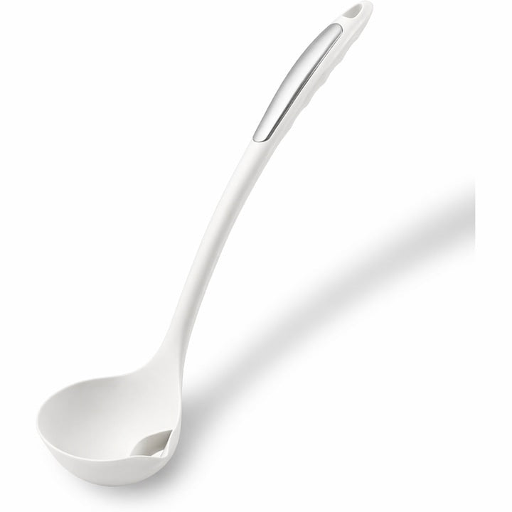Polonic separator de grasime, silicon alimentar, rezistent la caldura, alb