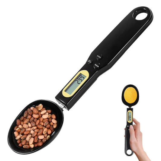 Lingurita de masurat digitala, capacitate 500 g, precizie 0.1 g, cu afisaj LCD, pentru ingrediente solide si lichide, Negru
