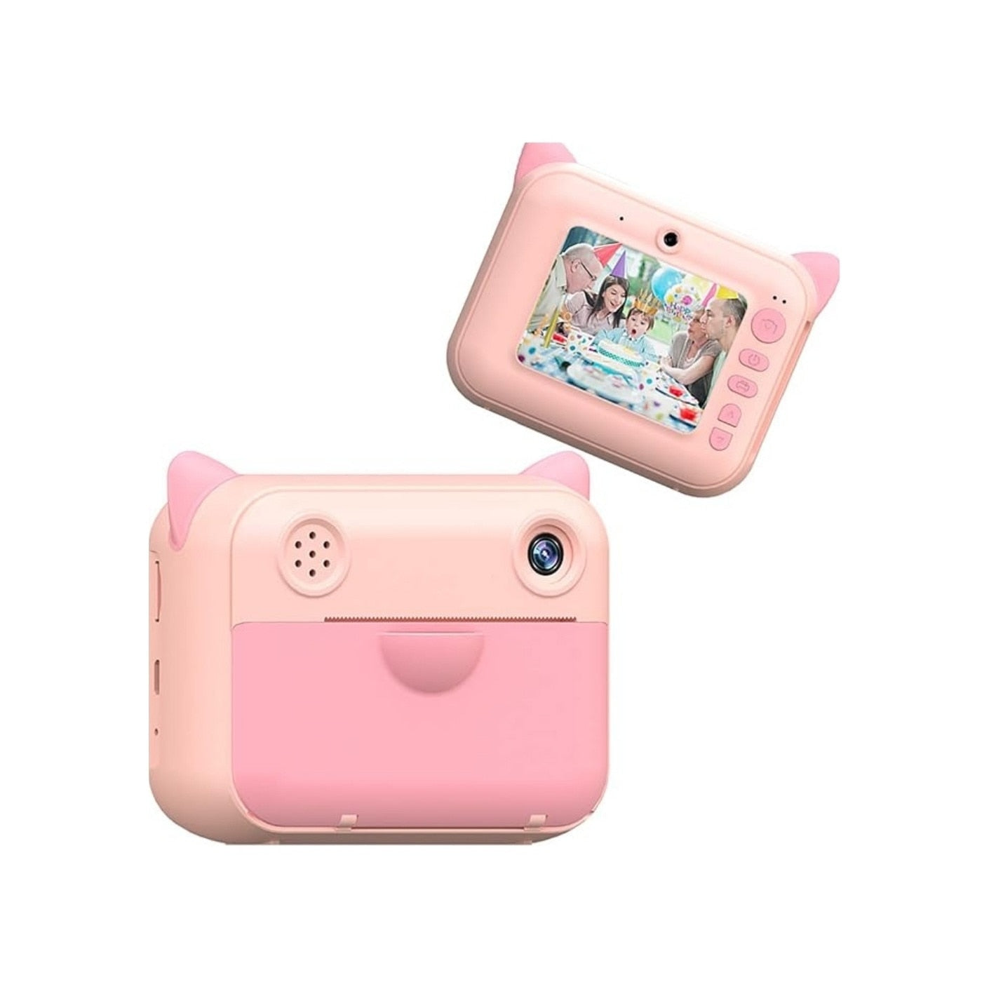 Aparat Foto pentru Copii cu Imprimare Instant, Ecran 2.4 inch, 20 Mpx, Full HD 1080P, Selfie, Jocuri, Reincarcabil, 1 rola hartie inclusa, Roz