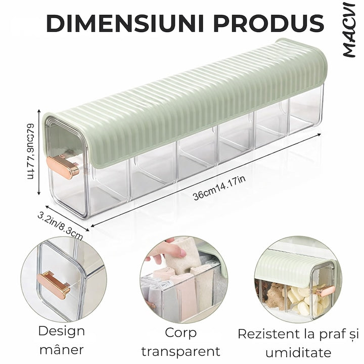 Cutie de Depozitare Montata pe Perete cu 6 separatoare, organizator Spatios si Stilat pentru lenejerie, Accesorii si produse de bucatarie