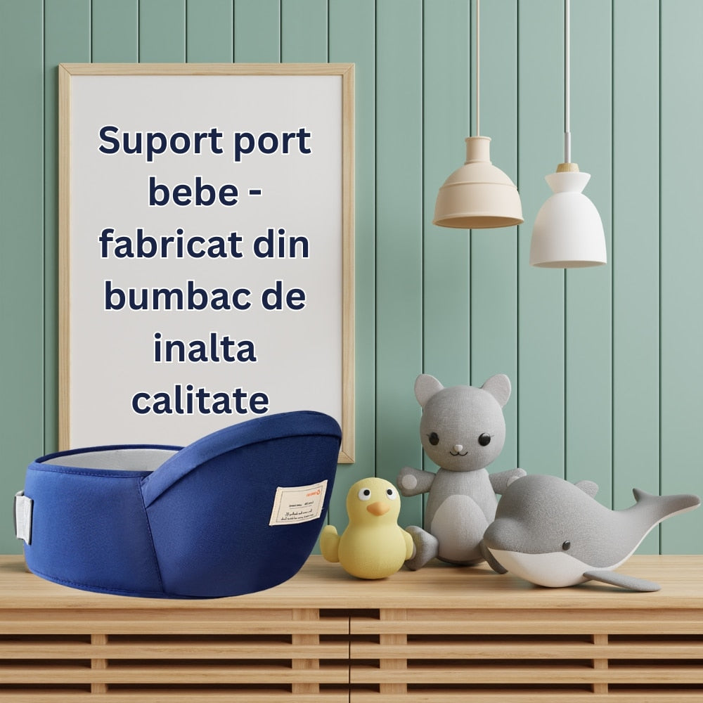Suport port bebe, tip marsupiu, bumbac premium, burete ergonomic, roz, 43x22cm