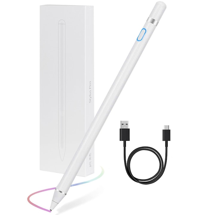 Stylus universal, alb, magnetic, pentru tablete