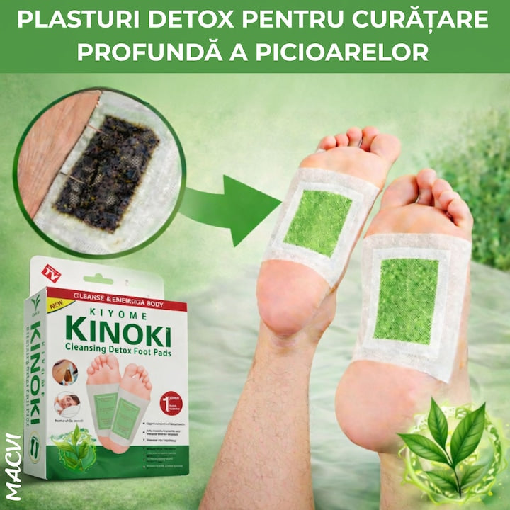 Set 10 Plasturi Plasturi Detox KINOKI pentru Picioare cu ceai verde, Detoxifiere Naturala, Eliminare Toxine, Reducere Miros Neplacut, Imbunatatire Somn, Relaxare si Revitalizare
