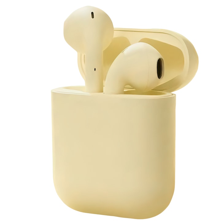 Casti wireless Freepods i18, Bluetooth 5.0, Touch Control, HiFi Sound, galben