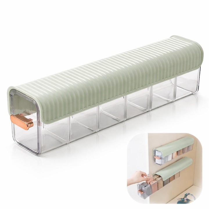 Cutie de Depozitare Montata pe Perete cu 6 separatoare, organizator Spatios si Stilat pentru lenejerie, Accesorii si produse de bucatarie