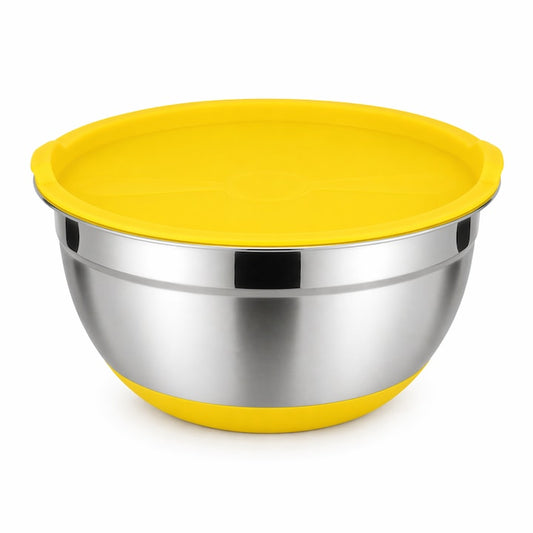 Castron cu capac, inox, 20 cm, antiderapant, galben