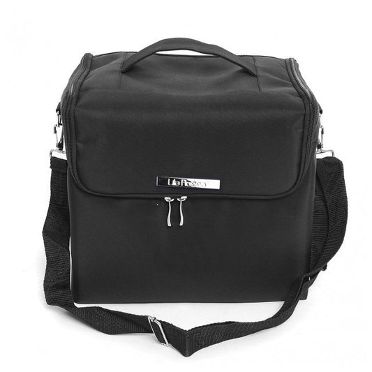 Portfard cosmetic cu capacitate mare, material canvas rezistent, design clasic negru, 19.8x24.5x27.5 cm
