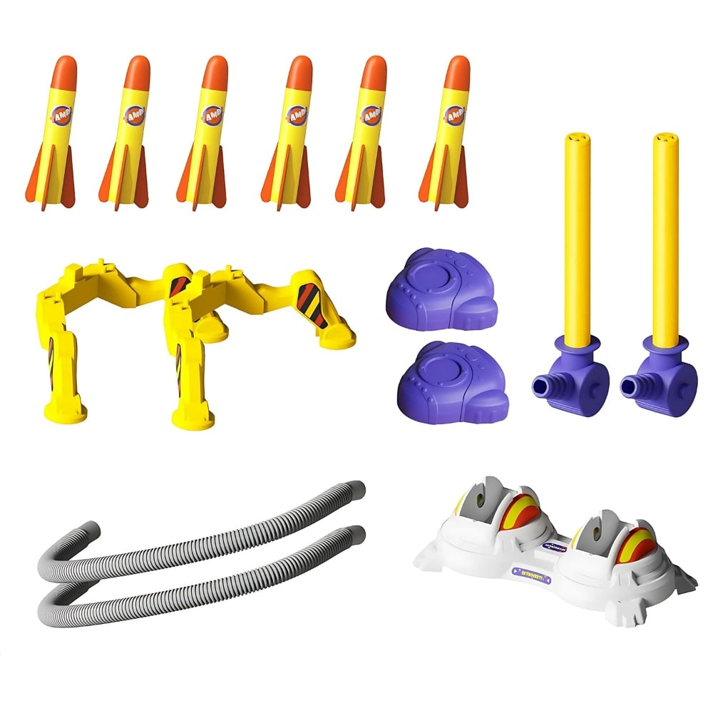 Set Lansator Rachete cu 6 Proiectile Luminoase Joc Exterior Copii 4 Ani+