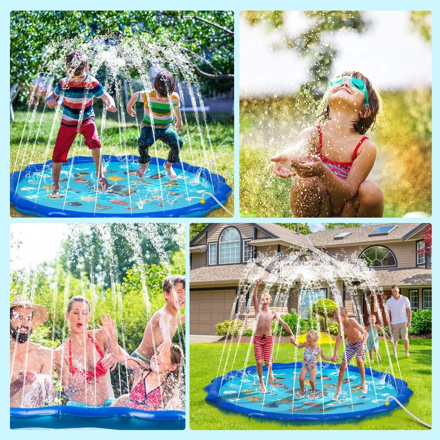 Piscina cu stropitoare, SummerFun X2, 170 cm, Albastru, pentru copii