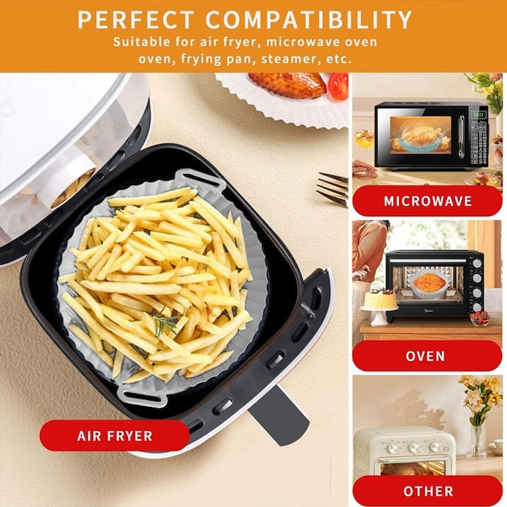 Set 4 Tavi Silicon Air Fryer, Reutilizabile, Multicolor, 20x17x5cm
