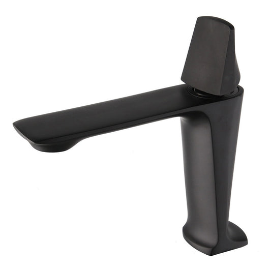 Baterie lavoar baie Alan negru mat inaltime 175 mm pipa 110 mm montaj pe chiuveta din alama design modern