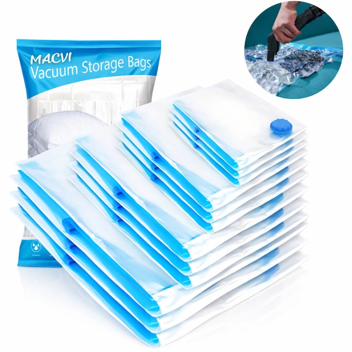 Set 12 saci vidat cu compresie prin vacuum, reutilizabili, 40×60 cm, 50×70 cm, 60×80 cm, 80×100 cm