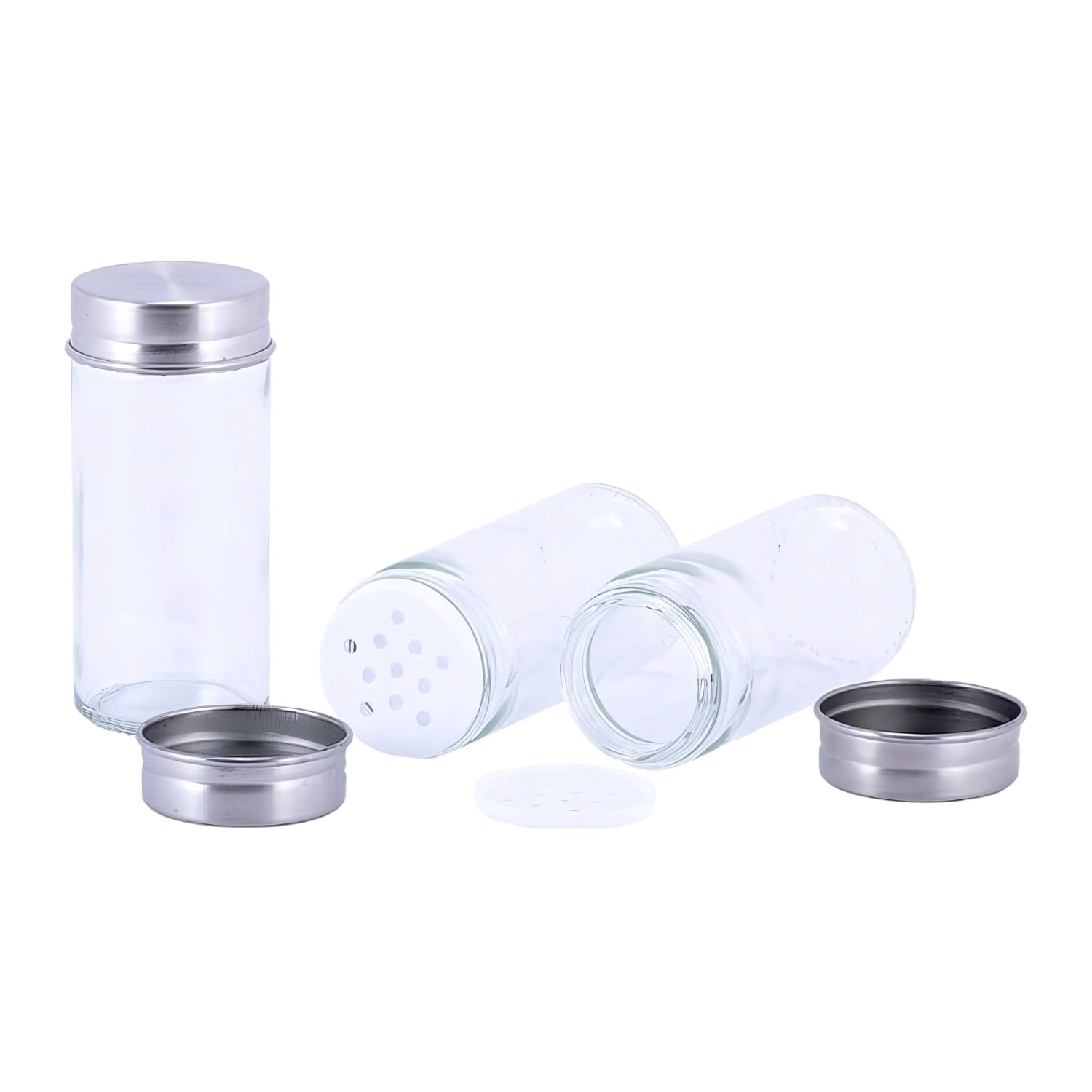 Set Condimente Rotativ cu 12 Borcane Sticla Suport Bambus Carusel Bucatarie