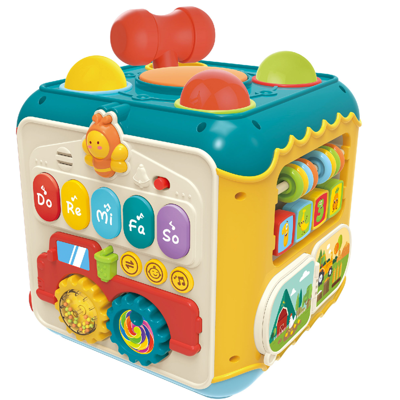Cub Educativ 6 in 1 cu Pian Labirint Bile Ceas si Jocuri Interactive Copii