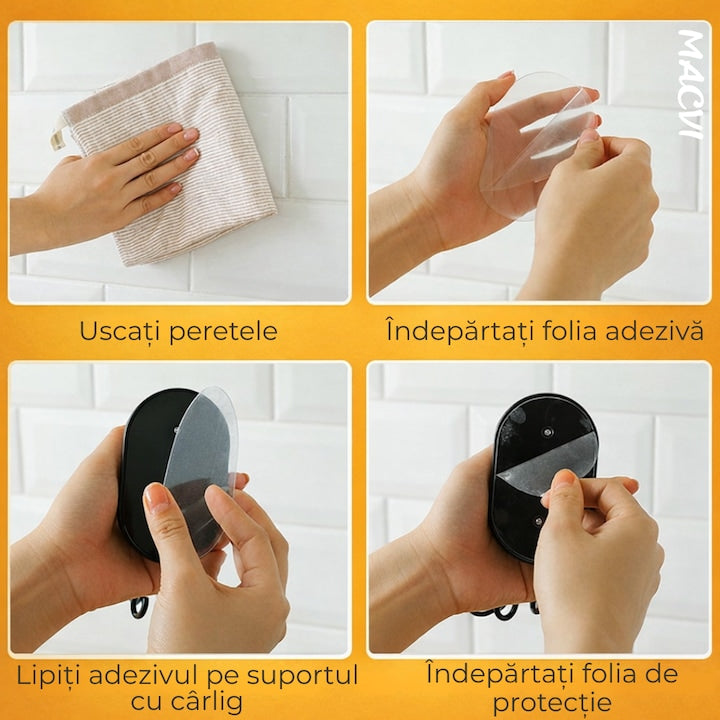 Suport Rotativ pentru Ustensile de Bucatarie, 360° Reglabil, Negru, 14.5 cm x 6.5 cm x 10.5 cm, Rezistent