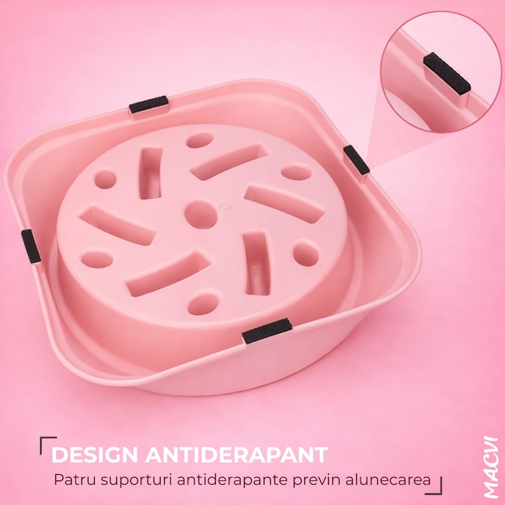 Alimentator Lent pentru Animale, Bol Antiderapant Hranire Lenta pentru Caini si Pisici Design Interior AntiInghitire Material Sigur Usor de Curatat Rezistent, Roz