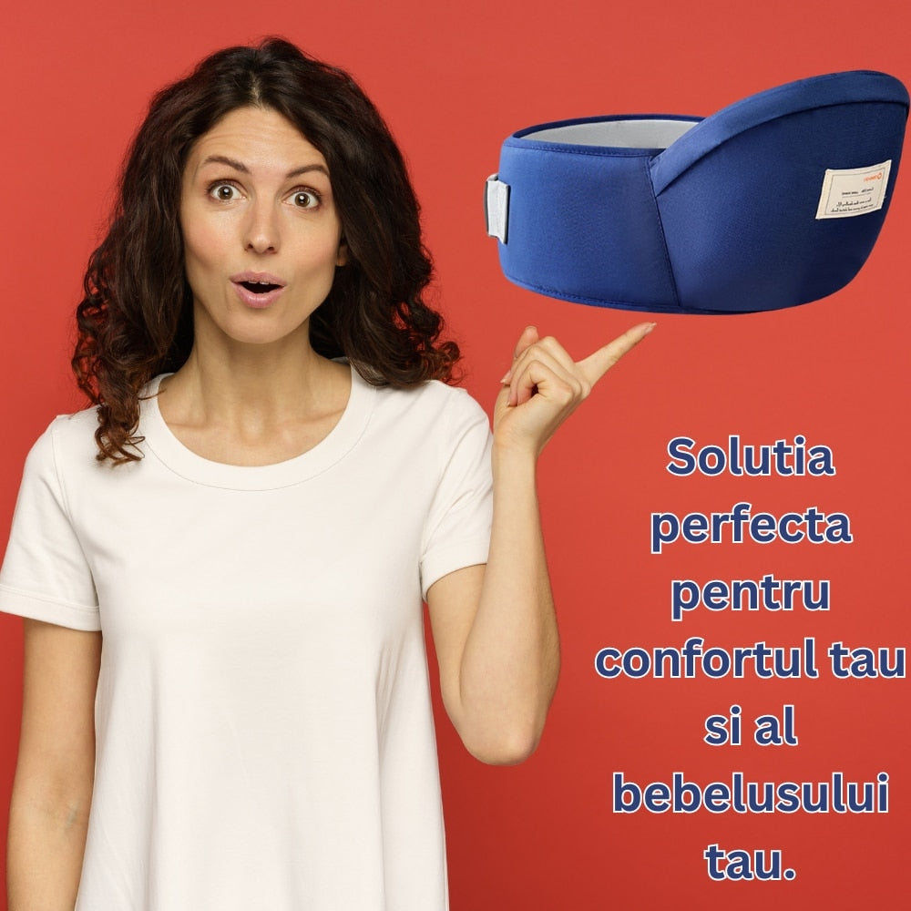 Suport port bebe, tip marsupiu, bumbac premium, burete ergonomic, roz, 43x22cm
