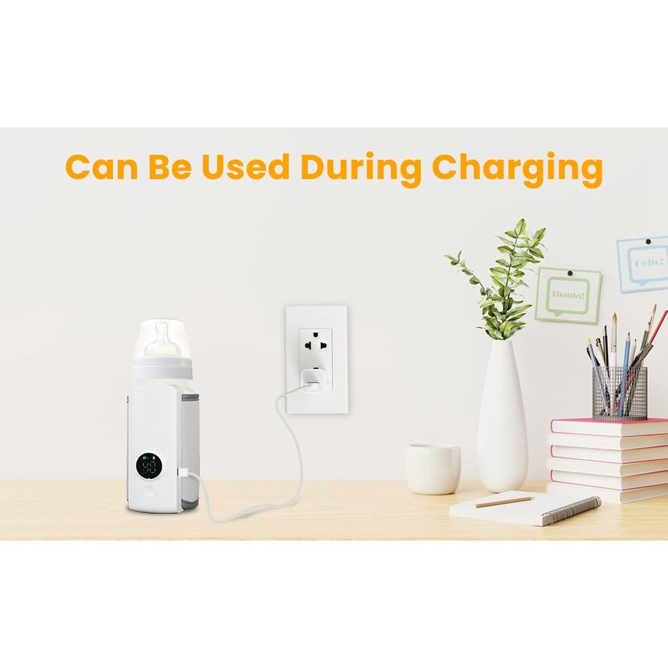 Incalzitor portabil pentru biberoane, 6 niveluri temperatura, mentinere caldura pana la 5 ore, alimentare USB, 300 ml