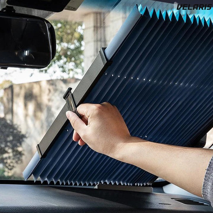Parasolar auto retractabil, 120x46 cm, negru, protectie UV