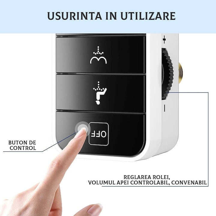 Bidet retractabil, fără electricitate, auto-curățare, control presiune apă rece, negru