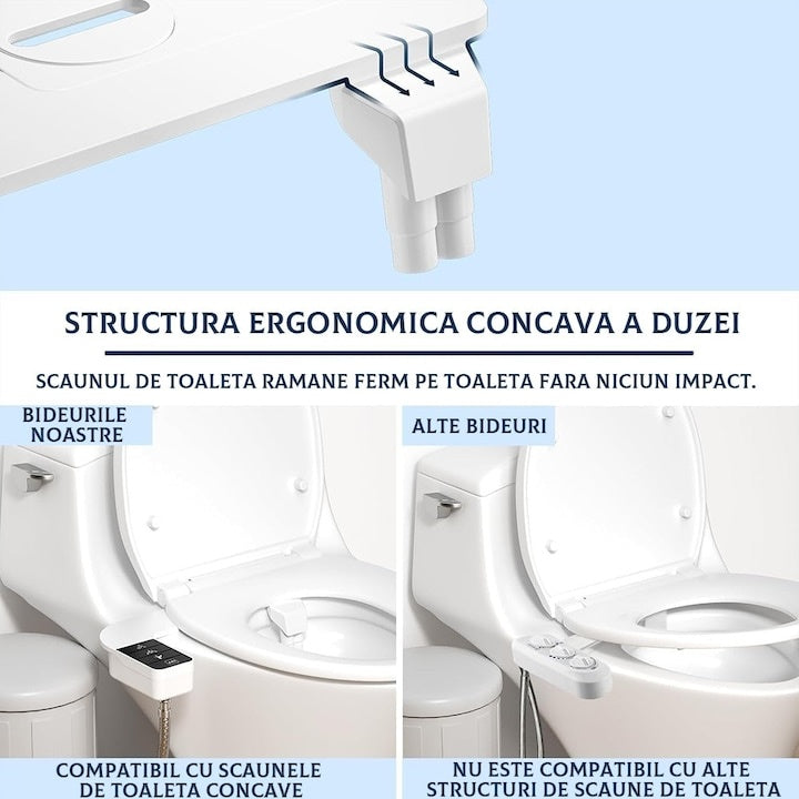 Bidet retractabil, fără electricitate, auto-curățare, control presiune apă rece, negru