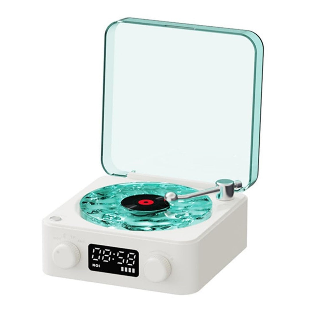 Boxa Bluetooth retro cu lumini ambientale și sunete din natură, 5W, 1500mAh, albă